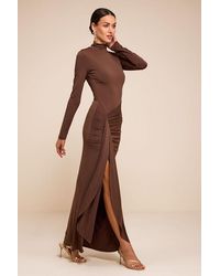 Lulus - Tassana Jersey Knit Mock Neck Maxi Dress - Lyst