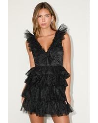 Lulus - Striking Sensation Tulle Tiered Ruffled Mini Dress - Lyst