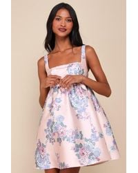 Lulus - Unbelievably Lovely Floral Babydoll Empire Waist Mini Dress - Lyst