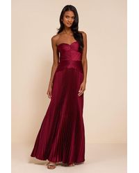 Lulus - Elkay Pleated Satin Drop Waist Maxi Dress - Lyst
