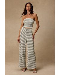 Lulus - Esmira And Sage Striped Knit Wide-Leg Pants - Lyst