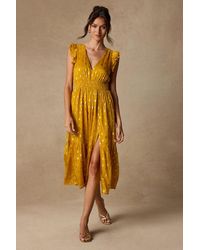 Lulus - Cause To Celebrate And Dot Ruffled Tiered Midi Dress - Lyst