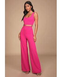 Lulus - Only Tonight Hot Two-Piece Wide-Leg Jumpsuit - Lyst