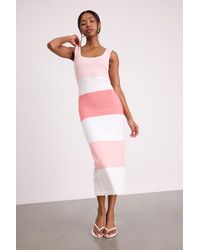 Lulus - Easily Gorgeous And Striped Midi Sweater Dress - Lyst
