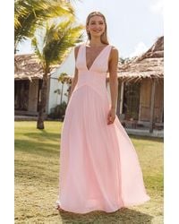 Lulus - Kelina Pleated Drop Waist Maxi Dress - Lyst
