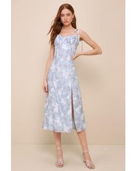 Lulus - Obviously Gorgeous Floral Tie-Strap Bustier Midi Dress - Lyst