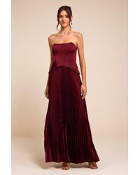 Lulus - Makani Satin Bustier Maxi Dress - Lyst
