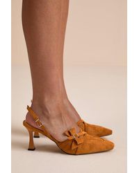 ZEMETA - Bow Suede Slingback Pumps - Lyst