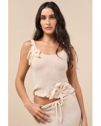 Tyler McGillivary - Mimi Cream 3D Floral Semi-Sheer Knit Tank Top - Lyst