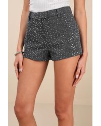 Lulus - Caria Sequin Mid-Rise Micro Shorts - Lyst