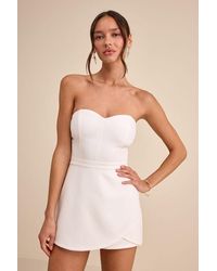Lulus - Opaline Strapless Skort Romper - Lyst