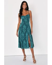 knee length dresses for ladies Blue and Ivory Print Midi Summer Dress with Buttons PromGirl