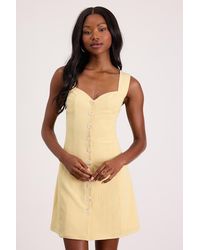 Lulus - Sarie Textured Button-Front Mini Dress - Lyst