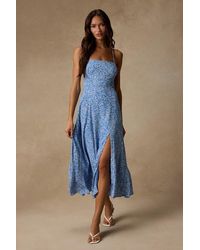 Lulus - Charming Dedication Floral Sleeveless Lace-Up Midi Dress - Lyst