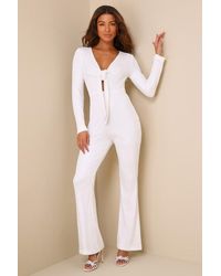 Lulus - Luminous Style Sequin Tie-Front Long Sleeve Jumpsuit - Lyst