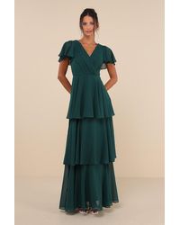 Lulus - Sincerely Exquisite Short Sleeve Tiered Maxi Dress - Lyst