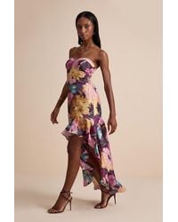Lulus - Blushing Darling Plum Multi Floral Strapless High-Low Maxi Dress - Lyst