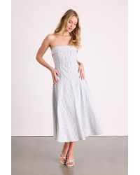 Lulus - Kaletta And Ivory Striped Eyelet Embroidered Midi Dress - Lyst
