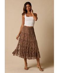 Lulus - Exceptionally Graceful Lace High-Rise Tiered Midi Skirt - Lyst