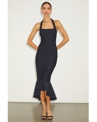 Lulus - Londa Dark Halter Neck Trumpet Midi Dress - Lyst