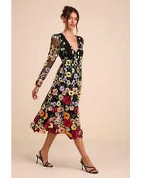 Lulus - Impressive Blossom 3D Floral Embroidered Midi Dress - Lyst