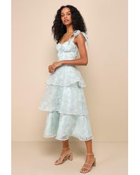 Lulus - Glamorous Sweetie Sage Burnout Tie-Strap Bustier Midi Dress - Lyst