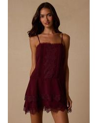 Lulus - Sahima Lace Tiered Mini Dress - Lyst