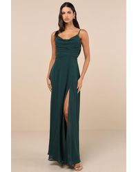 Lulus - Notorious Poise Emerald Sleeveless Cowl Neck Maxi Dress - Lyst