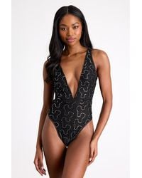 Lulus - Lumini Lace Rhinestone Sleeveless Plunge Bodysuit - Lyst