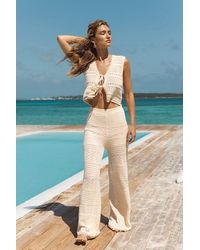 Lulus - Desta Crochet Knit Wide-Leg Pants - Lyst