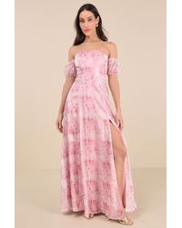 Lulus - Idyllic Charisma Floral Off-The-Shoulder Maxi Dress - Lyst