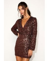Lulus - Indescribable Shine Sequin Long Sleeve Mini Dress - Lyst