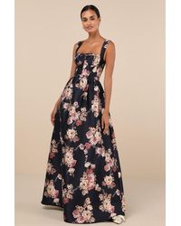 Lulus - Elegant Pick Floral Sleeveless Bustier Maxi Dress - Lyst