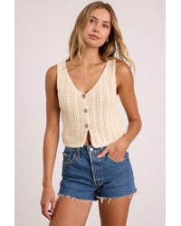 Lulus - Elite Cuteness Button-Front Sweater Vest Top - Lyst