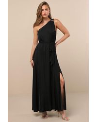 Lulus - Goddess Aura Satin One-Shoulder Maxi Dress - Lyst