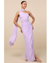 Lulus - Adeline One-Shoulder Scarf Maxi Dress - Lyst