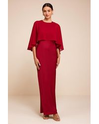 Lulus - Fowler Satin Cape Maxi Dress - Lyst