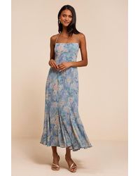 Lulus - Zaida Multi Floral Halter Midi Dress - Lyst