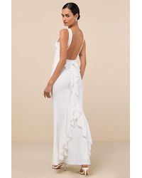 Lulus - Exquisite Refinement Backless Bow Ruffled Maxi Dress - Lyst