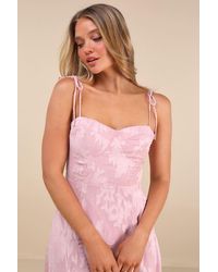 Lulus - Loveliest Looks Floral Jacquard Tie-Strap Midi Dress - Lyst