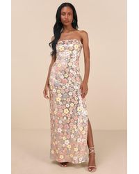 Lulus - Pazzi Floral Sequin Strapless Column Maxi Dress - Lyst