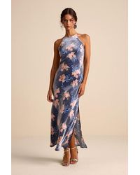 Lulus - Mannon Floral And Bow Print Backless Maxi Dress - Lyst