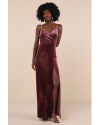 Lulus - Graceful Glamour Velvet Surplice Maxi Dress - Lyst