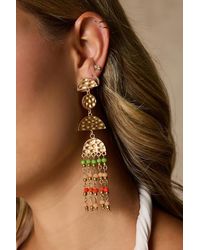 Lulus - Marisela Hammered Beaded Statement Earrings - Lyst