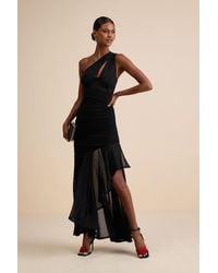 Lulus - Marcellina Mesh Ruched One-Shoulder Maxi Dress - Lyst