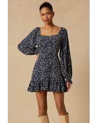 Lulus - Coy Charm Floral Print Long Sleeve Mini Dress - Lyst