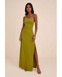 Lulus - Maevyn Chartreuse Cowl Back Column Maxi Dress - Lyst