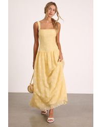 Lulus - Starletta Embroidered Drop Waist Maxi Dress - Lyst