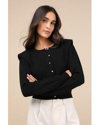 Astr - Denisa Long Sleeve Pearl Button Cardigan - Lyst