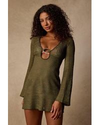 Lulus - Oceana Sheer Crochet Mini Swim Cover-Up - Lyst